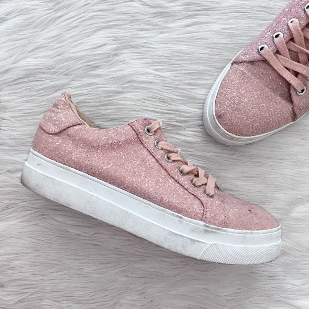 Topshop Light Pink Sparkle Platform Sneakers